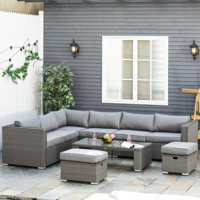 The Range 6 PCs PE Rattan Corner Sofa Set - Grey