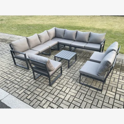 The Range Fimous 10-Seater Aluminium Corner Sofa Set Dark Grey - Dark Grey
