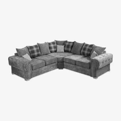 The Range Hampton 5 Seater Corner Sofa (Full Back-Scatter Back) - Grey