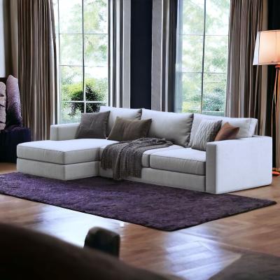 The Range Marissio L Shape Velvet Sofa - Silver  / Left-hand
