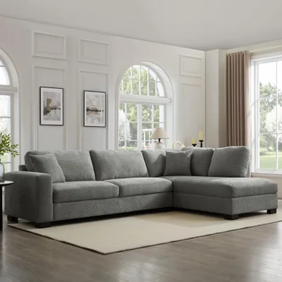 The Range Tate Corner Sofa - Grey Chenille / Right-hand