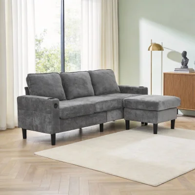 The Range L-Shaped Corner Sofa 4-Seater Sectional Sofa Couches - Grey