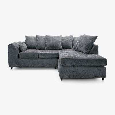The Range Dylan Chenille Fabric Corner Sofa  - Grey / Right-hand