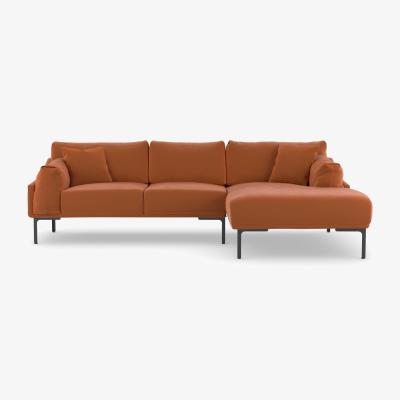 The Range Leo Corner Sofa - Burnt Orange / Right-hand