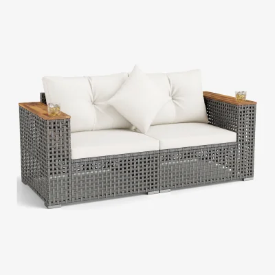The Range 2 Piece Patio Corner Sofa Set - White