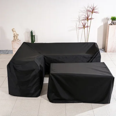 The Range Protective Cover - Corner Set with Rectangular Table - Black / 203cm