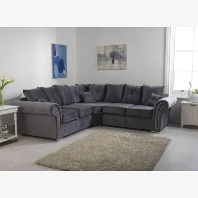 The Range Mellows Plush Velvet Grey Sofa Scatterback 2 Plus 2 - Grey