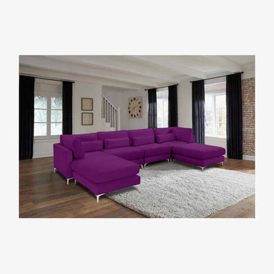 The Range Finley Full Back Large Corner U Shape Sofa - Purple