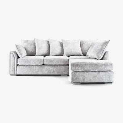 The Range Chiswick Silver Grey Fabric Corner Sofa With Footstool - Silver Grey / Right-hand