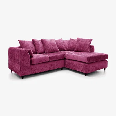 The Range Dynasty Chenille Fabric 4 Seater Corner Sofa - Purple / Right-hand