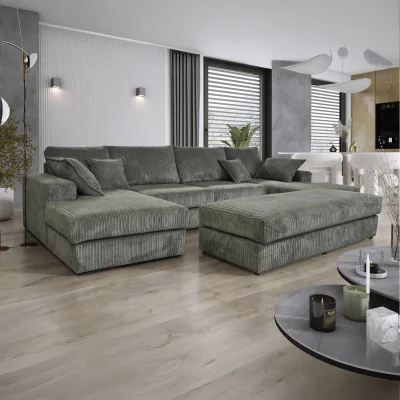 The Range Family Large Double Ended Chaise Rest Sofa Jumbo Cord - Grey