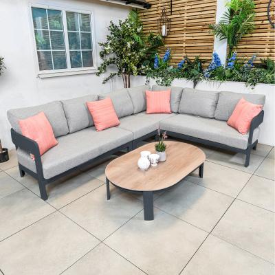 The Range Nevada Anthracite Ripple Aluminium Corner Sofa Set with Coffee Table - Anthracite