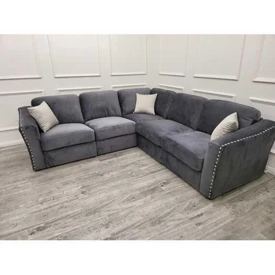 The Range Lindsa Plush Corner 2c2 Sofa - Steel - Steel