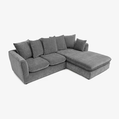 The Range Lucas Velvet Chenille Corner Sofa - Graphite / Right-hand