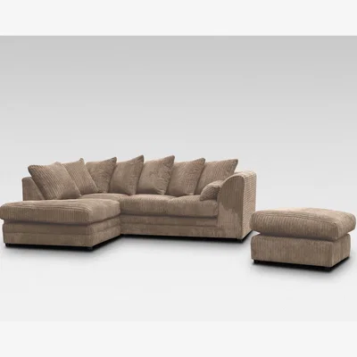 The Range Hanna Jumbo Cord Corner Sofa With Footstool - Coffee / Left-hand
