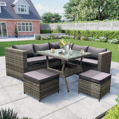 The Range Milan 6-Seater Rattan Corner Sofa Set - Grey