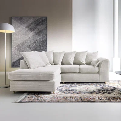 The Range Jumbo Cord Corner Sofa in White Left - White