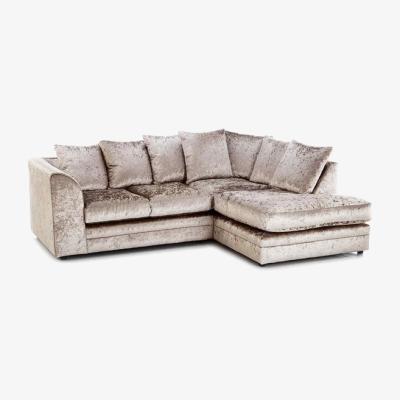 The Range Canolo Luxury RHF Corner Chaise Crush Velvet Sofa - Brown