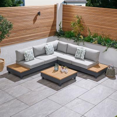 The Range Aruba Aluminium Square Corner Sofa Set with Coffee Table - Grey