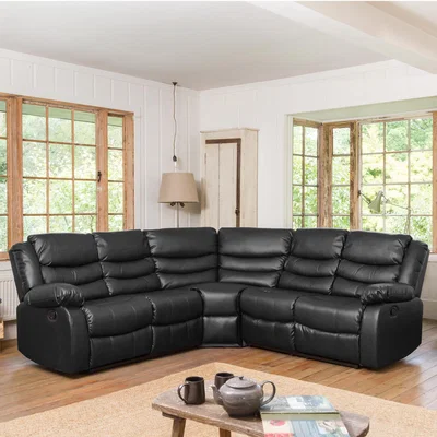 The Range Brooklyn Reclining Corner Sofa - Black