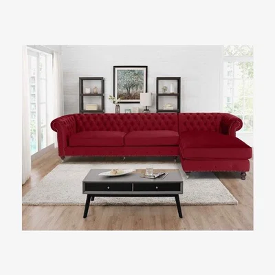 The Range Ronald Chesterfield L Shape Corner Sofa - Red