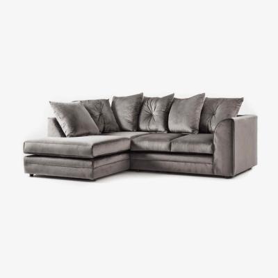 The Range Mirana Modern Plush Velvet Corner LHF Sofa - Grey