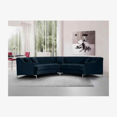 The Range Godric Curved Corner Sofa in Velour Velvet Fabric - Peacock