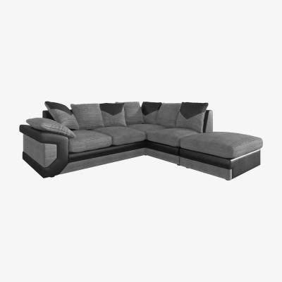 The Range Dino Jumbo Cord Fabric Corner Sofa - Grey / Right-hand
