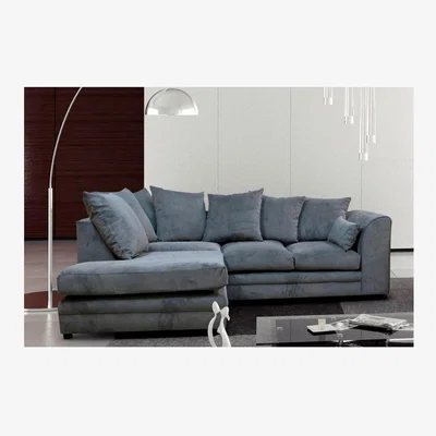 The Range Kaspo 4 Seater Fabric Corner Sofa - Grey / Left-hand