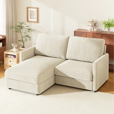The Range NECHE Comfortable corner corduroy sofa for living room - Beige