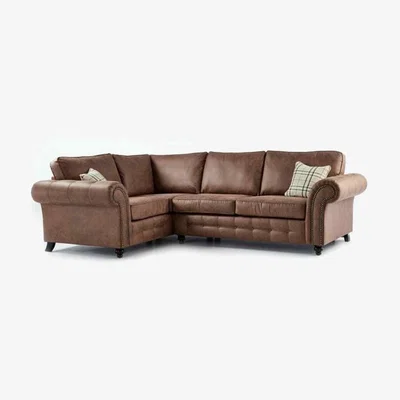 The Range Oakana Luxury Leather LHF Corner Sofa - Brown