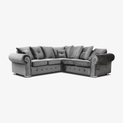 The Range Mayfair Grey Plush 5 Seater Corner Sofa Set  - Grey