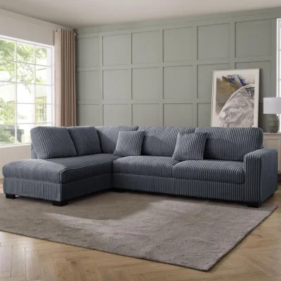 The Range Tate Corner Sofa - Grey Teddy Jumbo Cord / Left-hand / Teddy Jumbo Cord