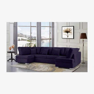 The Range Ollie Large U Shape Sofa Velour Velvet Fabric - Ameythst