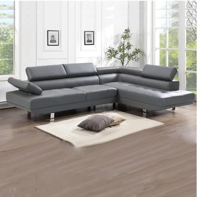 The Range Seagul Leather Corner Sofa - Grey