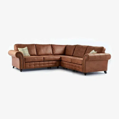 The Range Oakley Suede Fabric Corner Sofa 2C2 - Tan