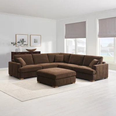The Range Arden Corner Sofa with Footstool - Brown
