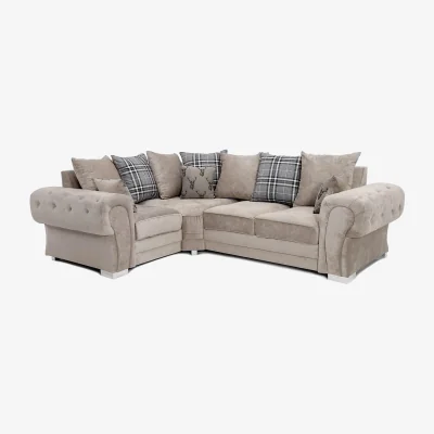 The Range Hampton Chenille Scatter Back 1C2 Left Hand Corner Sofa - Biege