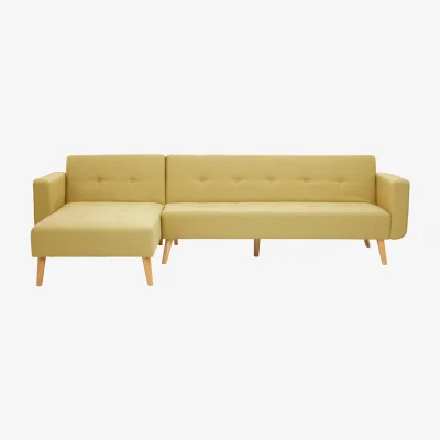 The Range Hansa Hagen Olive Linen Corner Sofa Bed - Green