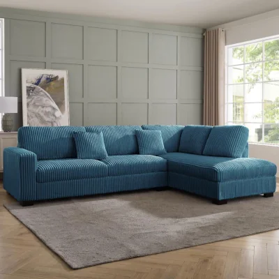 The Range Tate Corner Sofa - Blue Teddy Jumbo Cord / Left-hand / Teddy Jumbo Cord