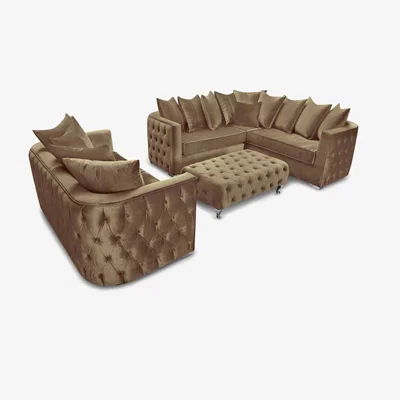 The Range Julia Sofa Set 3 Seater Sofa with Corner and Footstool - Parchment