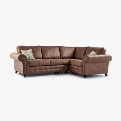 The Range Oakana Luxury Leather RHF Corner Sofa - Brown