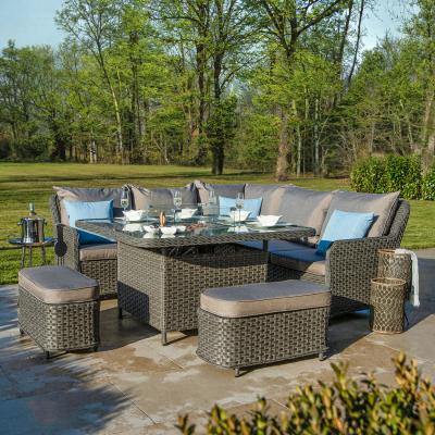 The Range Dakota Grand Dining Corner Sofa Set with Firepit Table - grey