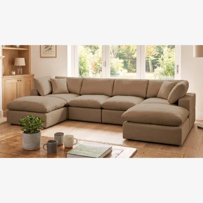 The Range Cotleigh 6-Piece U-Shaped Modular Corner Sofa - Light Brown