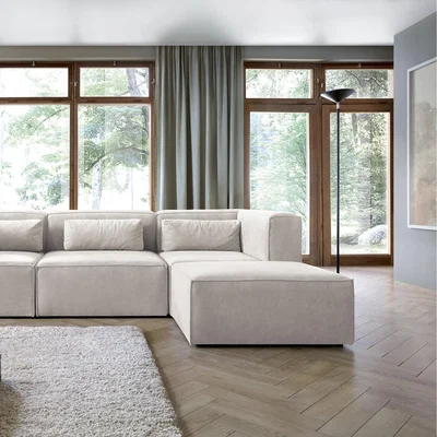 The Range Doris Corner Sofa in Cord Chenille  - White