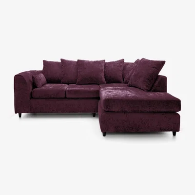 The Range Dylan Chenille Fabric Corner Sofa  - Aubergine / Right-hand