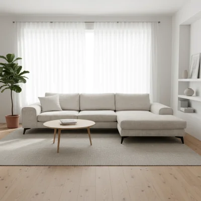 The Range Venice Chenille Corner Sofa with Deep Seats and Extra-wide Padded Arms - Stone Grey