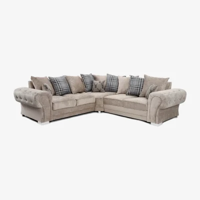 The Range Hampton 5 Seater 2C2 Scatter Back Fabric Corner Sofa Beige - Biege