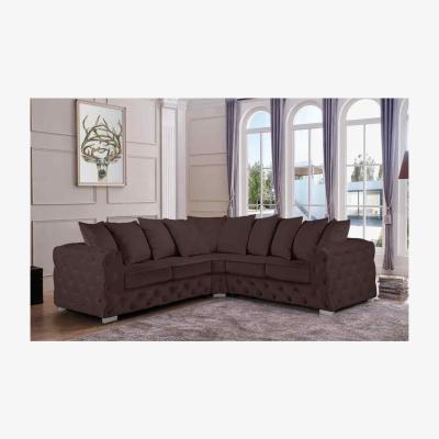 The Range Owen Scatterback Corner Sofa in Plush Velour Velvet - Mushroom