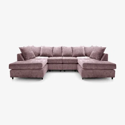 The Range Harriet Plus Crushed Chenille U-Shape Sofa - Pink